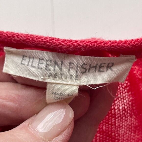 Eileen Fisher Chery Red Linen Sweater - Picture 3 of 7